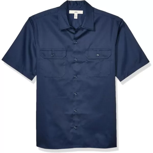 Amazon Essentials Mens ShortSleeve Stain and WrinkleResistant Work ShirtNavy