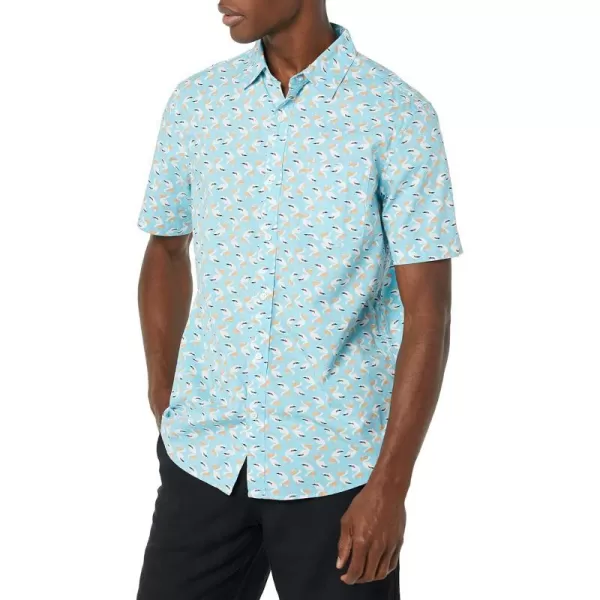 Amazon Essentials Mens ShortSleeve Stretch Poplin Shirt Available in Big amp TallAqua Blue