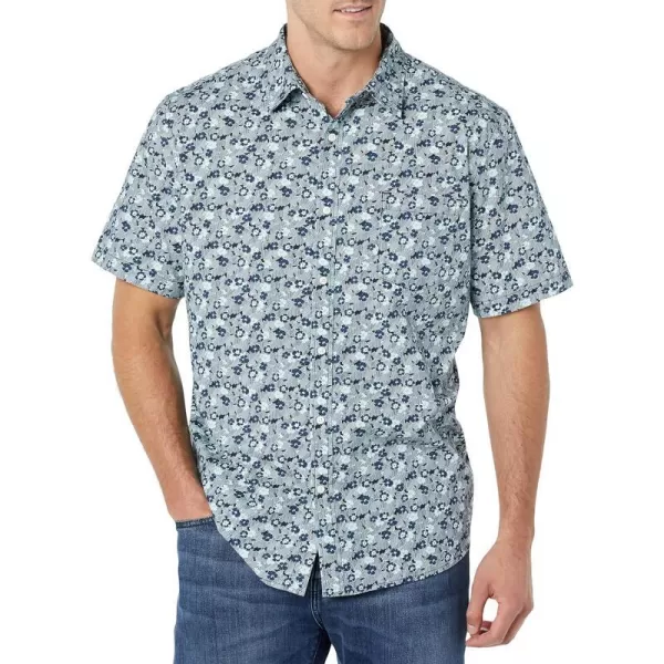 Amazon Essentials Mens ShortSleeve Stretch Poplin Shirt Available in Big amp TallBlue Floral