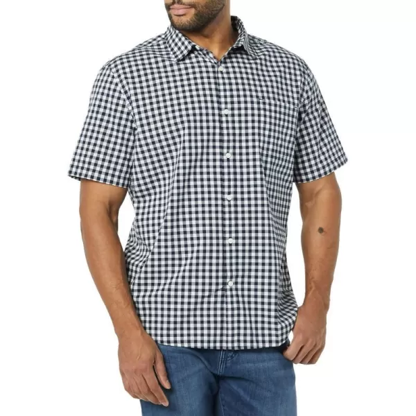 Amazon Essentials Mens ShortSleeve Stretch Poplin Shirt Available in Big amp TallNavy Gingham