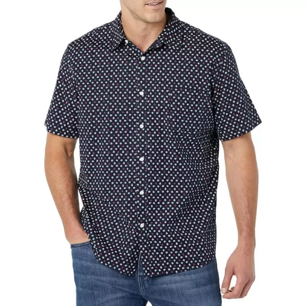 Amazon Essentials Mens ShortSleeve Stretch Poplin Shirt Available in Big amp TallNavy Roses