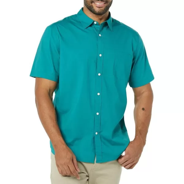 Amazon Essentials Mens ShortSleeve Stretch Poplin Shirt Available in Big amp TallTeal Blue