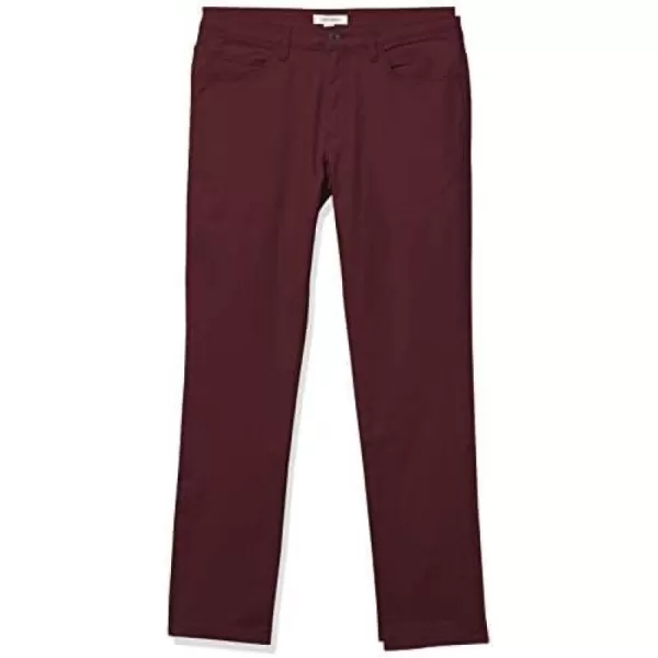 Amazon Essentials Mens SkinnyFit 5Pocket Comfort Stretch Chino Pant Previously GoodthreadsBurgundy