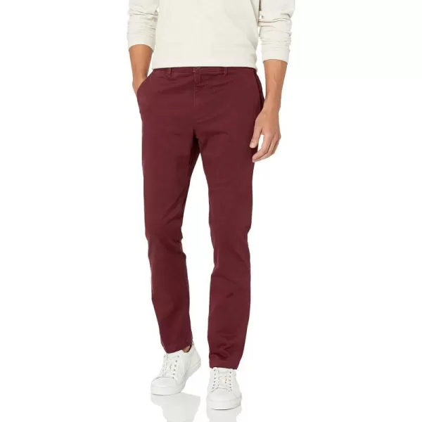 Amazon Essentials Mens SkinnyFit Washed Comfort Stretch Chino Pant Previously GoodthreadsBurgundy