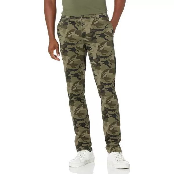 Amazon Essentials Mens SkinnyFit Washed Comfort Stretch Chino Pant Previously GoodthreadsGreen Camo