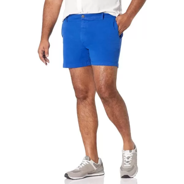 Amazon Essentials Mens SlimFit 5 FlatFront Comfort Stretch Chino Short Previously GoodthreadsBright Blue