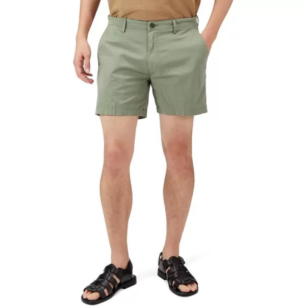 Amazon Essentials Mens SlimFit 5 FlatFront Comfort Stretch Chino Short Previously GoodthreadsLight Military Green