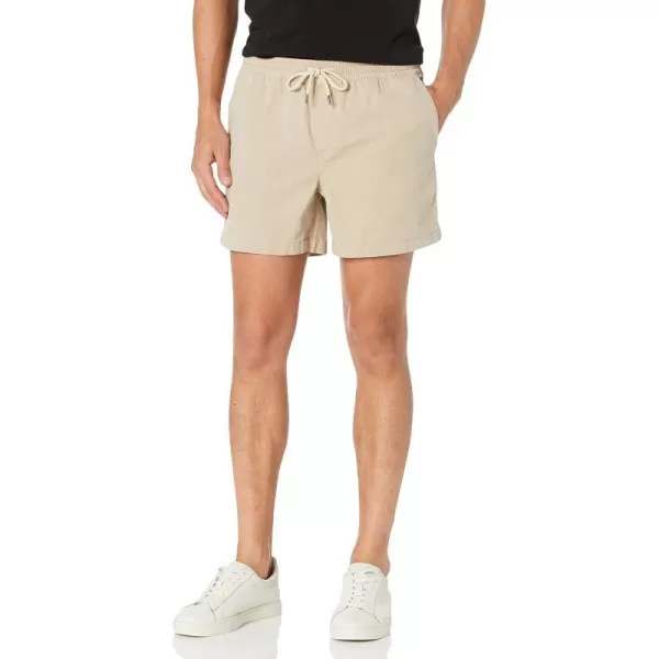 Amazon Essentials Mens SlimFit 5 Pullon Comfort Stretch Canvas Short Previously GoodthreadsLight Khaki Brown