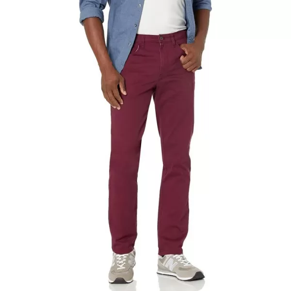 Amazon Essentials Mens SlimFit 5Pocket Comfort Stretch Chino Pant Previously GoodthreadsBurgundy