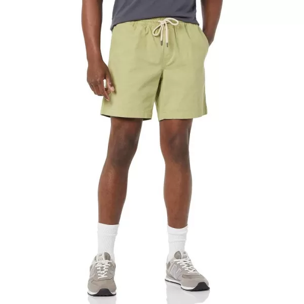 Amazon Essentials Mens SlimFit 7 Pullon Comfort Stretch Canvas Short Previously GoodthreadsLight Olive