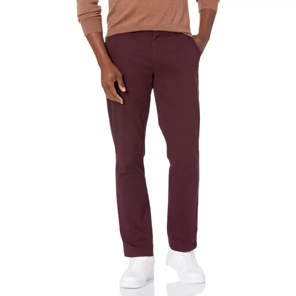 Amazon Essentials Mens SlimFit Casual Stretch Khaki PantBurgundy