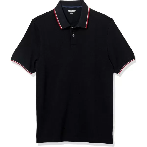 Amazon Essentials Mens SlimFit Cotton Pique Polo ShirtBlackWhiteRed