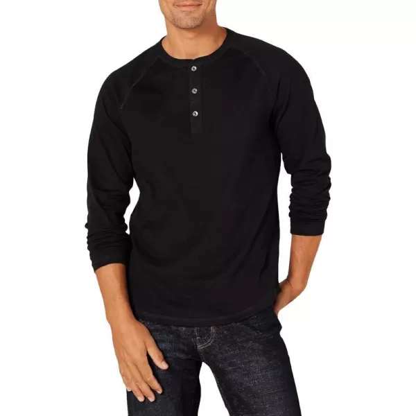 Amazon Essentials Mens SlimFit LongSleeve Henley ShirtBlack