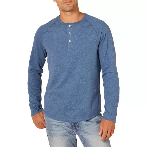 Amazon Essentials Mens SlimFit LongSleeve Henley ShirtBlue Heather