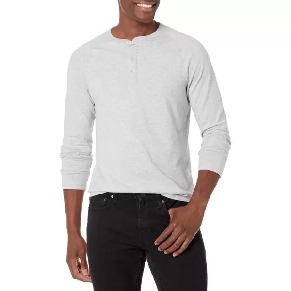 Amazon Essentials Mens SlimFit LongSleeve Henley ShirtLight Grey Heather