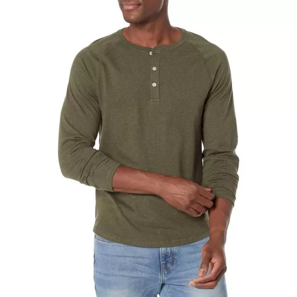 Amazon Essentials Mens SlimFit LongSleeve Henley ShirtOlive Heather