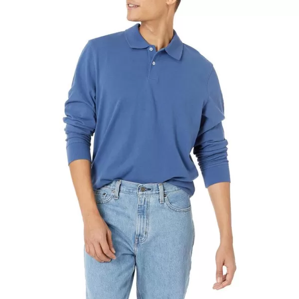 Amazon Essentials Mens SlimFit LongSleeve Pique PoloBlue