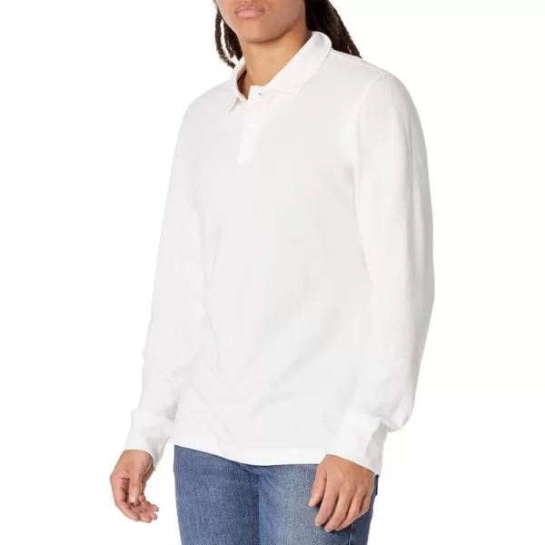 Amazon Essentials Mens SlimFit LongSleeve Pique PoloWhite