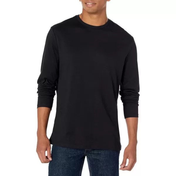 Amazon Essentials Mens SlimFit LongSleeve TShirtBlack No Pocket