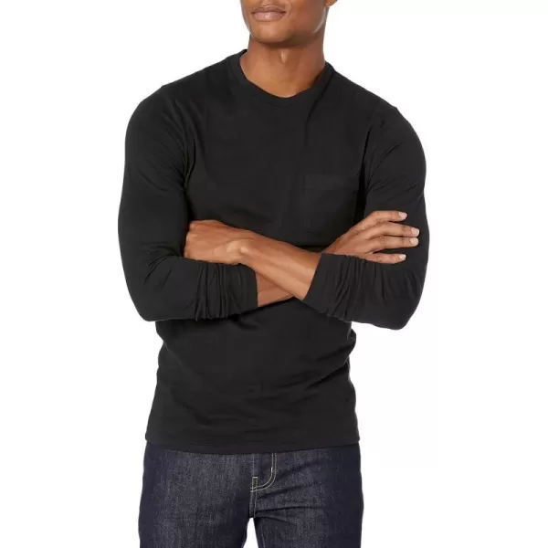 Amazon Essentials Mens SlimFit LongSleeve TShirtBlack Pocket