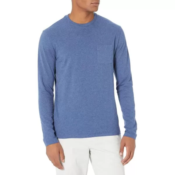 Amazon Essentials Mens SlimFit LongSleeve TShirtBlue Heather Pocket