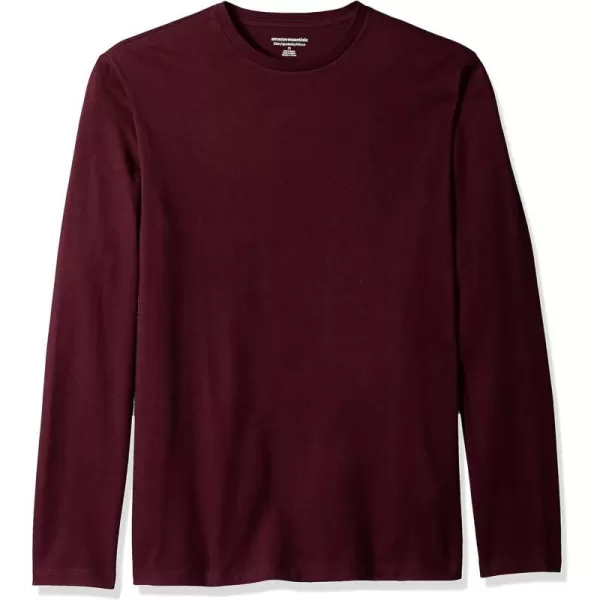 Amazon Essentials Mens SlimFit LongSleeve TShirtBurgundy No Pocket