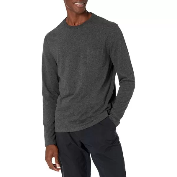 Amazon Essentials Mens SlimFit LongSleeve TShirtCharcoal Heather Pocket