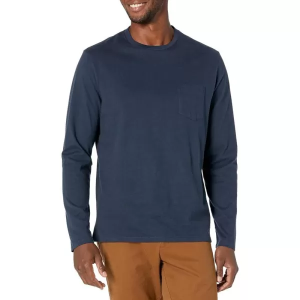 Amazon Essentials Mens SlimFit LongSleeve TShirtNavy Pocket