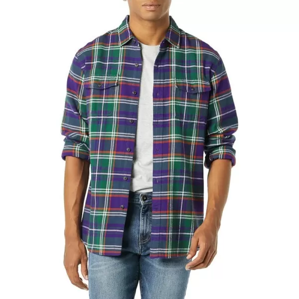 Amazon Essentials Mens SlimFit LongSleeve TwoPocket Flannel ShirtPurple Plaid