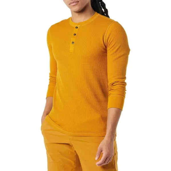 Amazon Essentials Mens SlimFit LongSleeve Waffle Henley ShirtGold