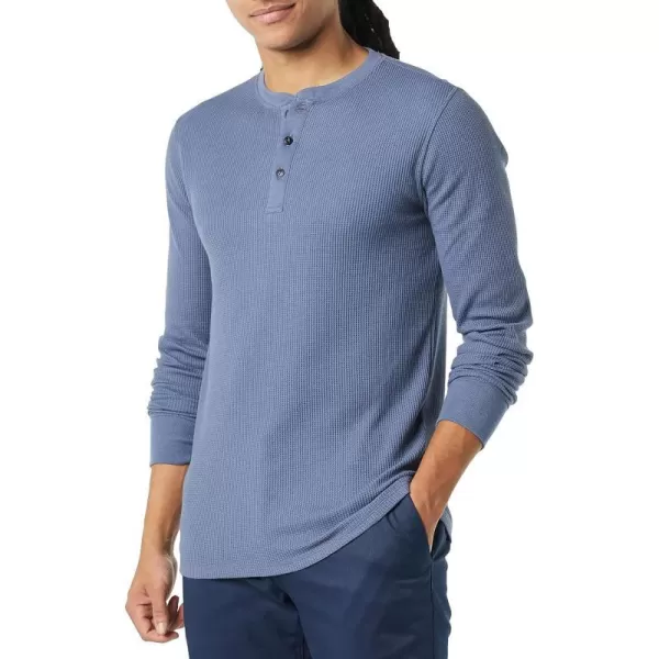 Amazon Essentials Mens SlimFit LongSleeve Waffle Henley ShirtIndigo