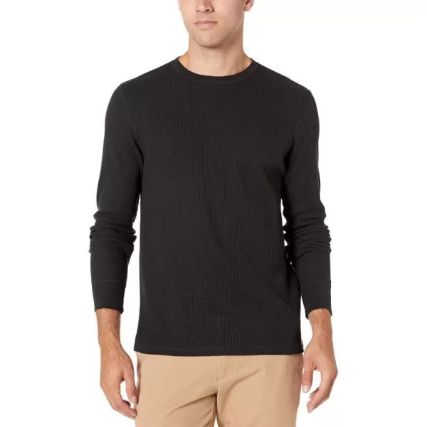 Amazon Essentials Mens SlimFit LongSleeve Waffle ShirtBlack