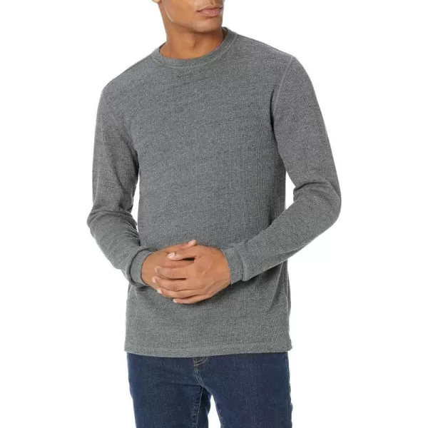 Amazon Essentials Mens SlimFit LongSleeve Waffle ShirtCharcoal