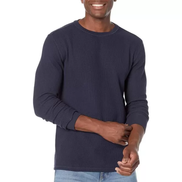 Amazon Essentials Mens SlimFit LongSleeve Waffle ShirtNavy