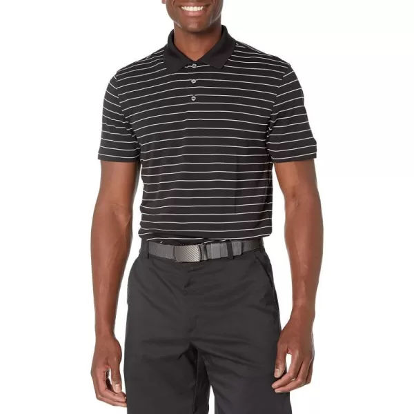 Amazon Essentials Mens SlimFit QuickDry Golf Polo ShirtPolyester Black Stripe