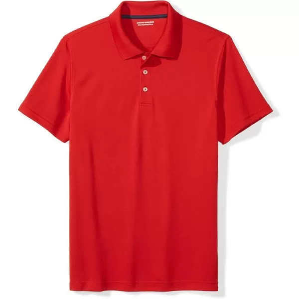 Amazon Essentials Mens SlimFit QuickDry Golf Polo ShirtRecycled Polyester Red