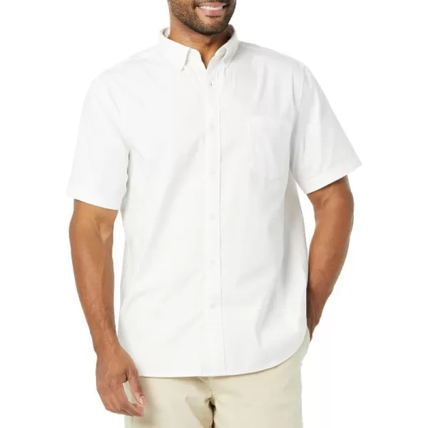 Amazon Essentials Mens SlimFit Short Sleeve Stretch Oxford Shirt with PocketWhite