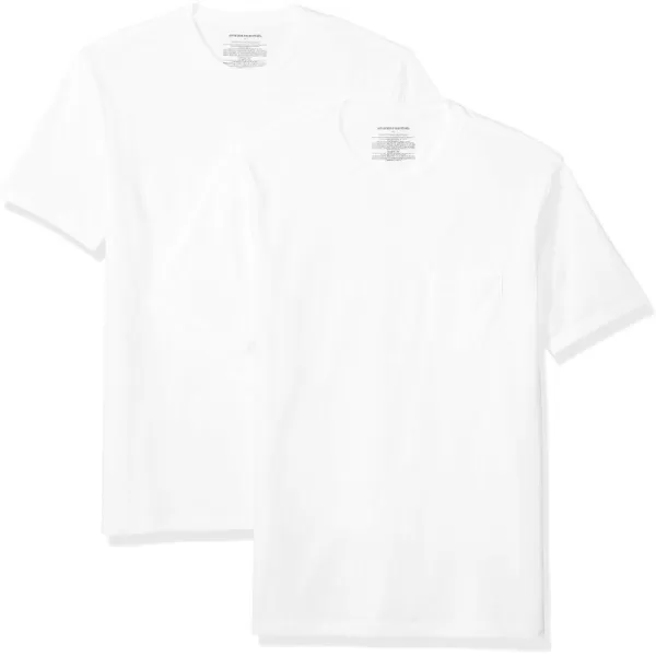 Amazon Essentials Mens SlimFit ShortSleeve Crewneck Pocket TShirt Pack of 2Bright White