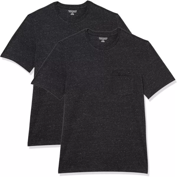 Amazon Essentials Mens SlimFit ShortSleeve Crewneck Pocket TShirt Pack of 2Charcoal Heather Pocket