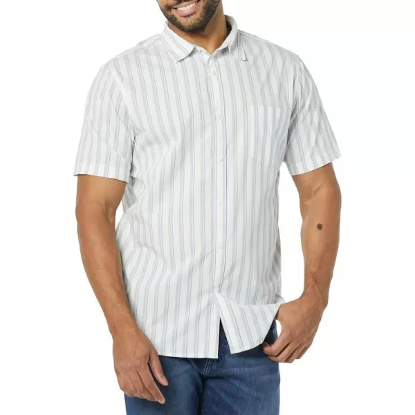 Amazon Essentials Mens SlimFit ShortSleeve Poplin ShirtWhite Blue Grey Stripe