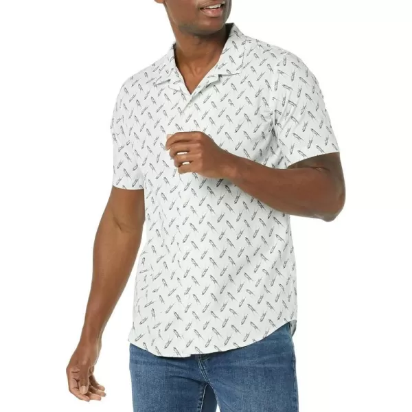 Amazon Essentials Mens SlimFit Vacation ShirtLight Blue Bird Print