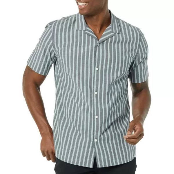 Amazon Essentials Mens SlimFit Vacation ShirtNavy Stripe