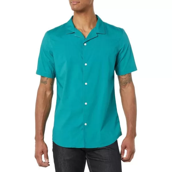 Amazon Essentials Mens SlimFit Vacation ShirtTeal Blue