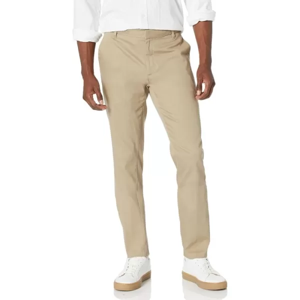 Amazon Essentials Mens SlimFit WrinkleResistant FlatFront Stretch Chino PantTan