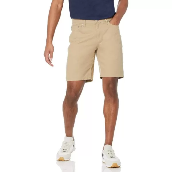 Amazon Essentials Mens Slimfit 9 Inseam Stretch 5Pocket ShortKhaki Brown