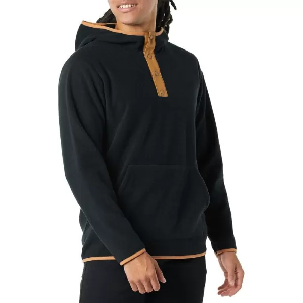 Amazon Essentials Mens SnapFront Hooded Polar Fleece JacketBlackCamel Color Block