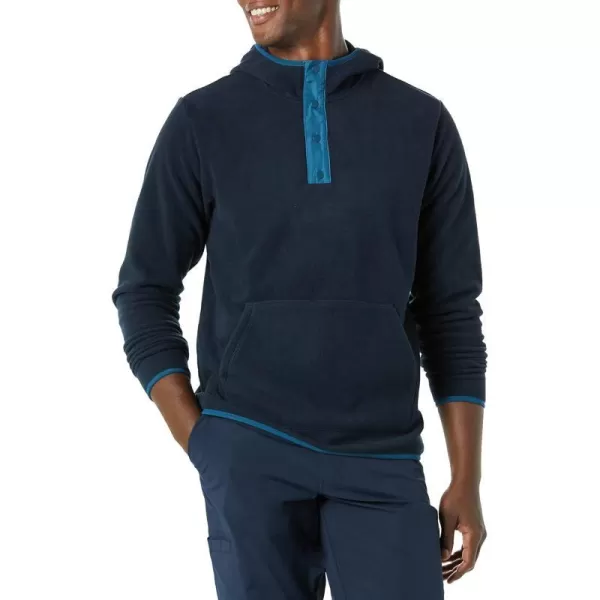 Amazon Essentials Mens SnapFront Hooded Polar Fleece JacketBlue Navy Color Block