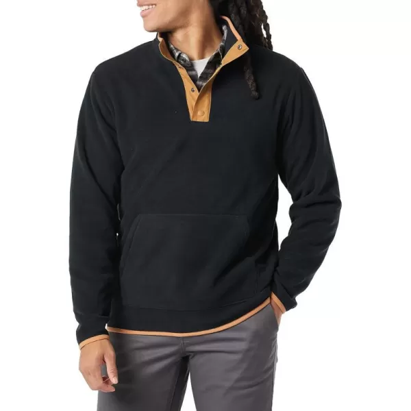 Amazon Essentials Mens SnapFront Pullover Polar Fleece JacketBlack Camel Color Block