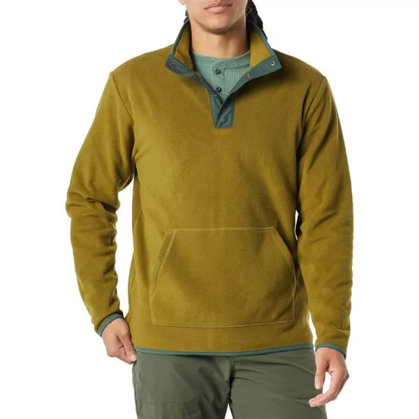 Amazon Essentials Mens SnapFront Pullover Polar Fleece JacketOliveGreen Color Block