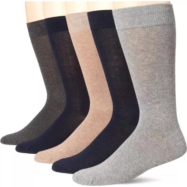 Amazon Essentials Mens Solid Dress Socks 5 PairsNavyGreyTan